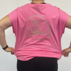 dos du tee-shirt rose avec logo pictap argent