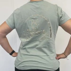 dos du tee-shirt vert avec logo pictap argent